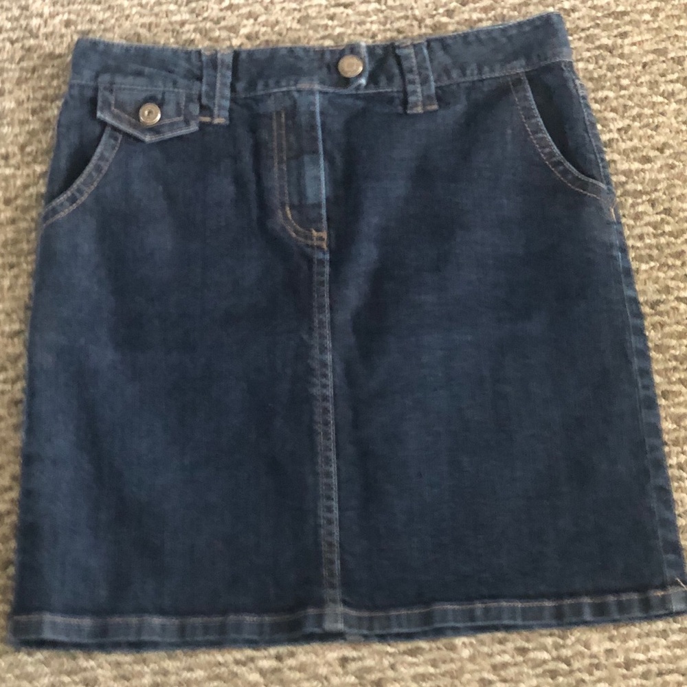 ***Ann Taylor Denim Jean Skirt Med Wash Knee 12